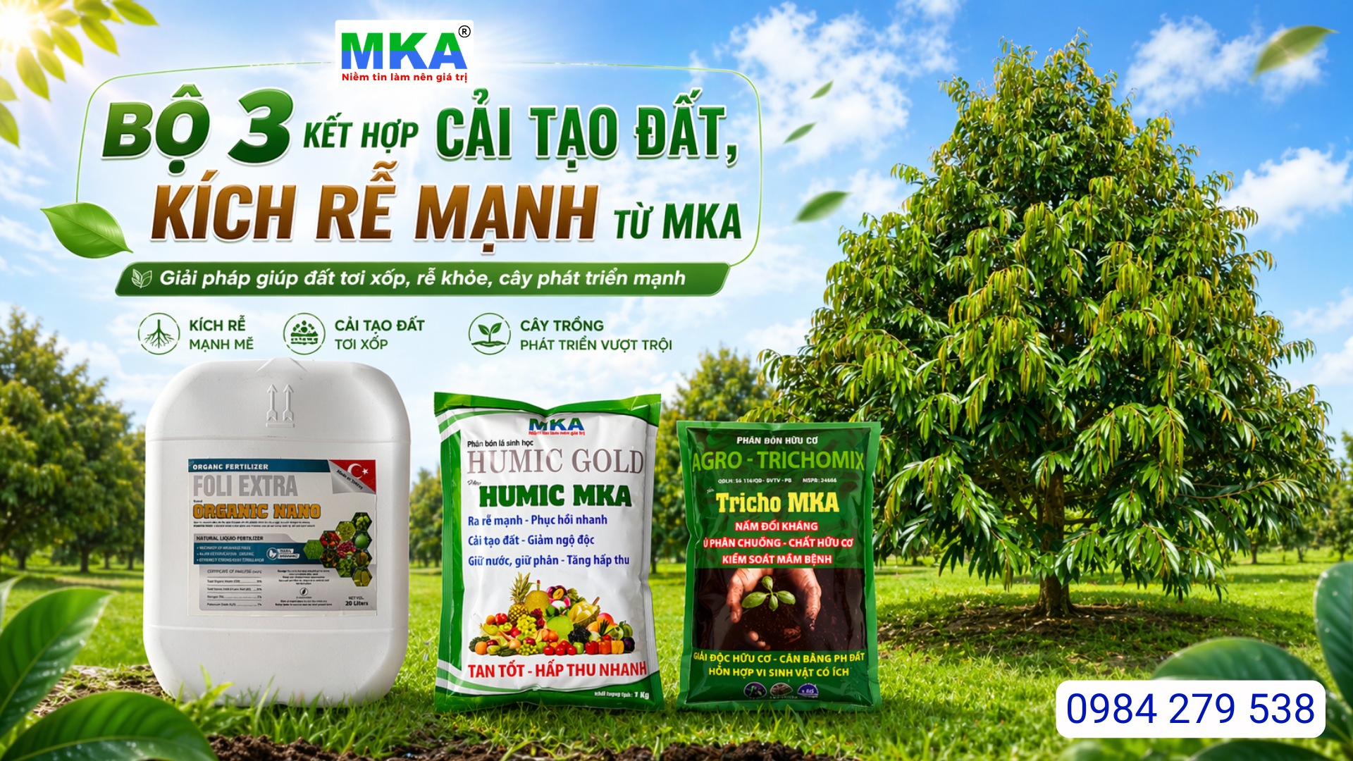 Bộ 3 cải tạo đất kích rễ mạnh cho quy trình cơi đọt mùa nắng